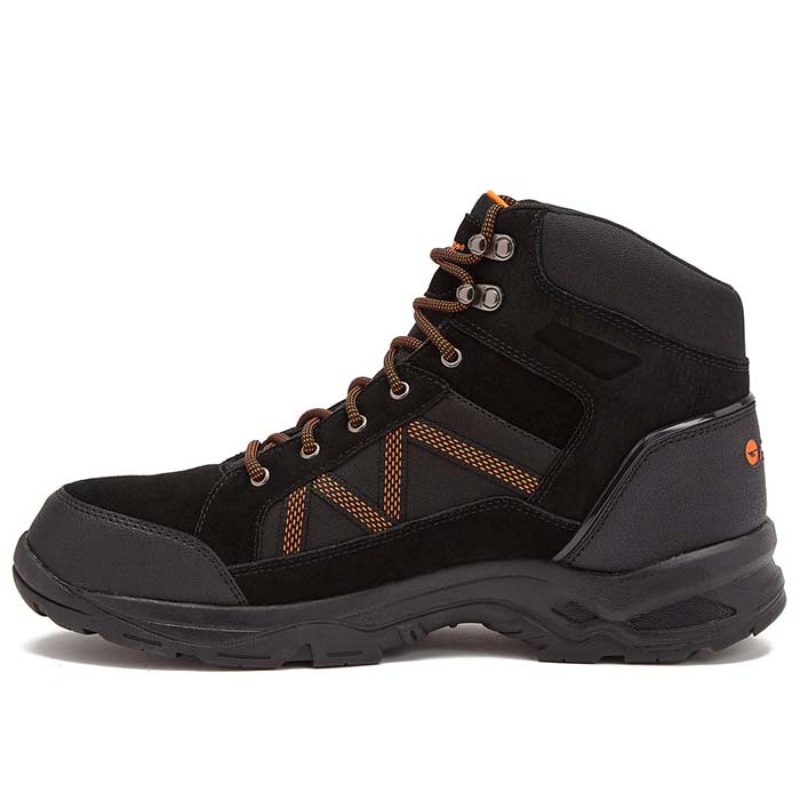 Botas De Trabajo Hi-Tec Keaton Hiker Steel Puntera Hombre Negros Naranjas | MX37-24