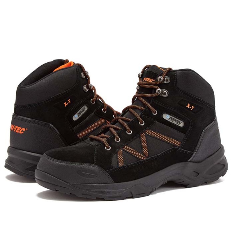 Botas De Trabajo Hi-Tec Keaton Hiker Steel Puntera Hombre Negros Naranjas | MX37-24