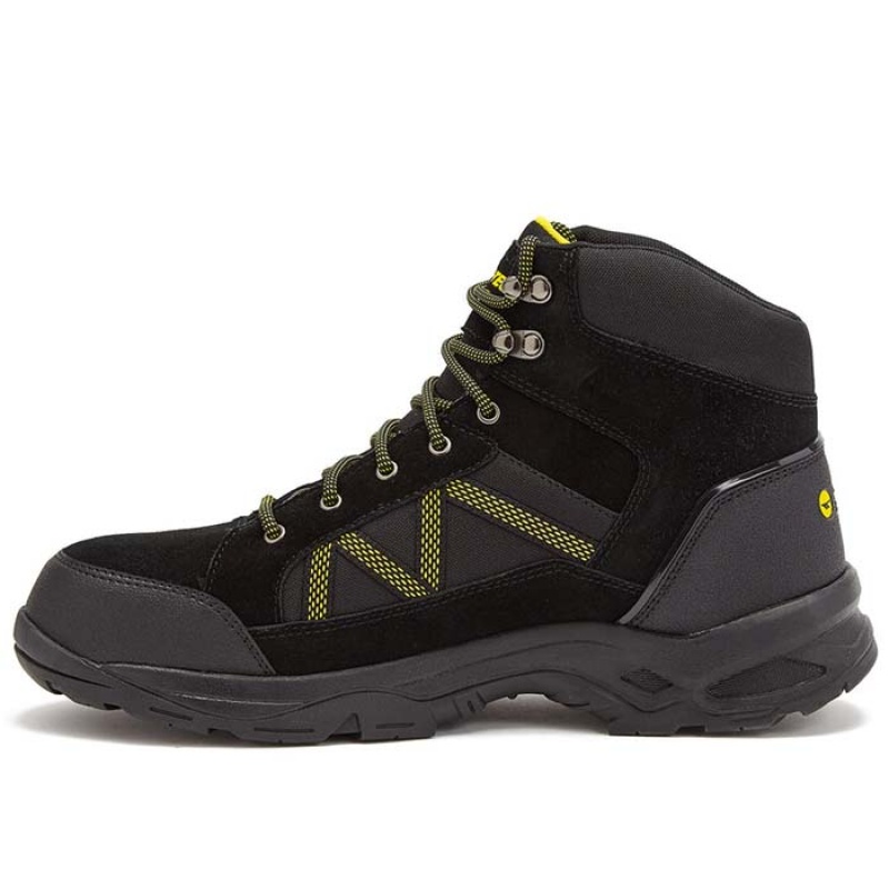 Botas De Trabajo Hi-Tec Keaton Hiker Steel Puntera Hombre Negros Amarillos | MX28-92