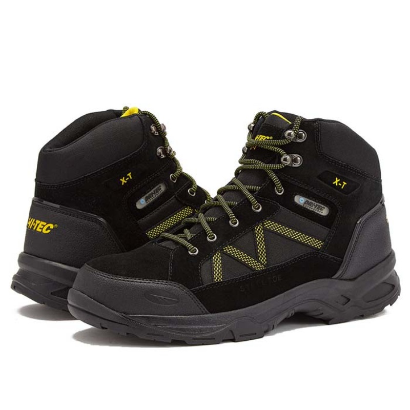 Botas De Trabajo Hi-Tec Keaton Hiker Steel Puntera Hombre Negros Amarillos | MX28-92