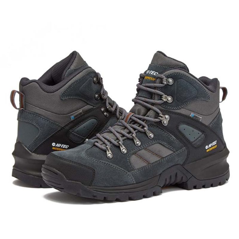 Botas Montaña Hi-Tec Black Rock Mid WP Hombre Grises | MX41-74