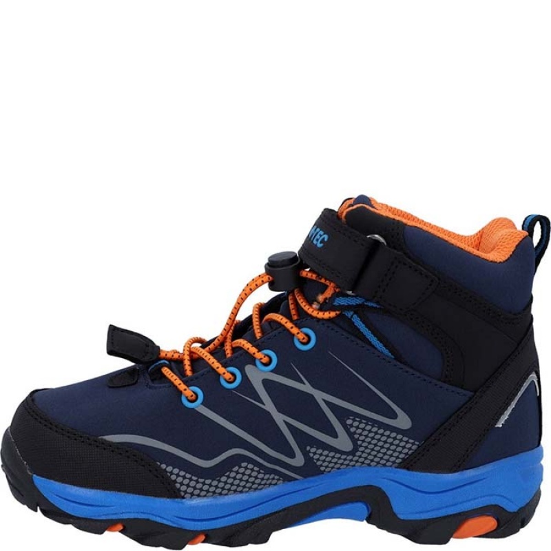 Botas Montaña Hi-Tec Blackout Mid Niños Azul Marino Naranjas | MX29-06