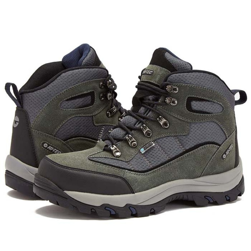 Botas Montaña Hi-Tec Skamania Mid WP Hombre Grises Azules | MX05-34