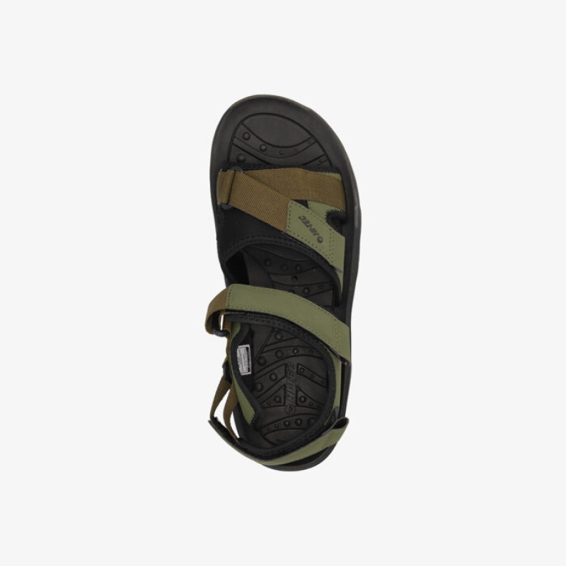 Sandalias Hi-Tec Okavango Hombre Verde Oliva Negros | MX94-68