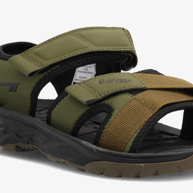 Sandalias Hi-Tec Okavango Hombre Verde Oliva Negros | MX94-68