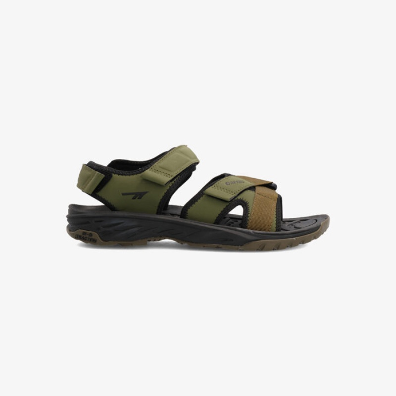 Sandalias Hi-Tec Okavango Hombre Verde Oliva Negros | MX94-68