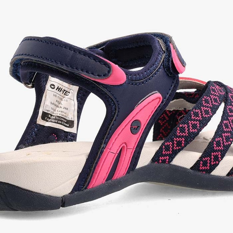 Sandalias Hi-Tec Savanna Niños Azul Marino Fucsia | MX93-49