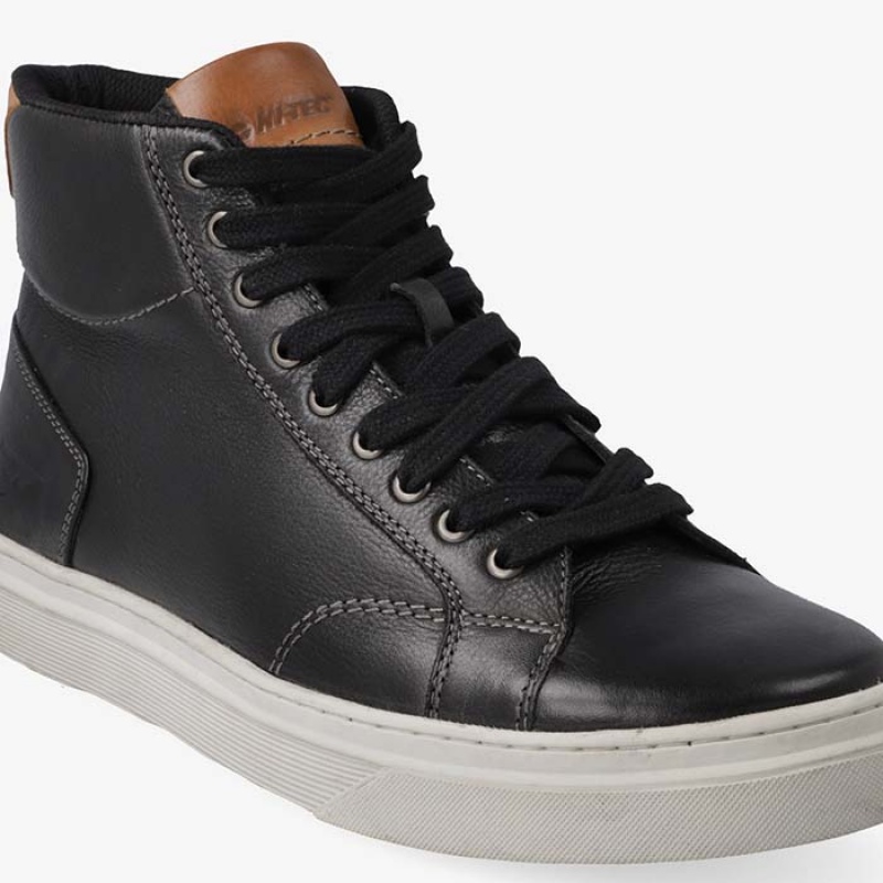 Tenis Hi-Tec Brooklyn Mid Hombre Negros Blancos | MX79-28